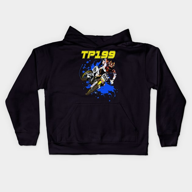 Travis Pastrana Motocross Kids Hoodie by lavonneroberson